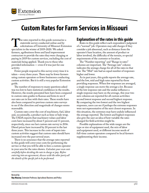 Custom Rates for Farm Services in MO – Steel Earthworks LLC